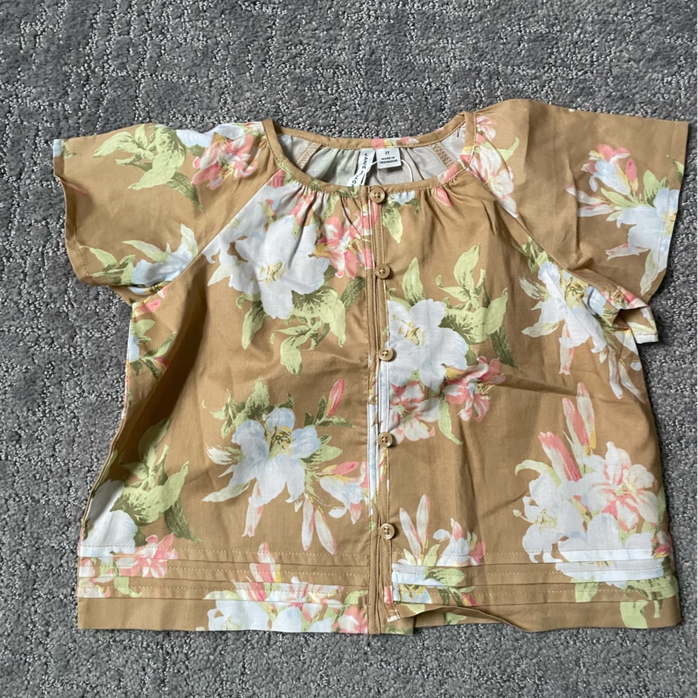 Janie and Jack Floral Tan Blouse